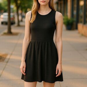 Cotton On Women's Black Sleeveless Textured Knee Length Dress Size L